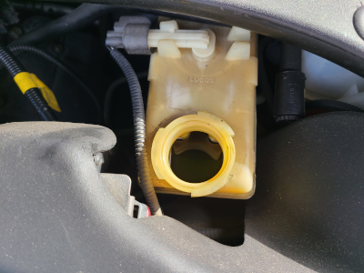 Brake Fluid in Master Cylinder - Photo by Doug Berlie